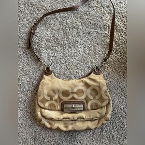 Coach Brown and Tan Monogram Shoulder Bag